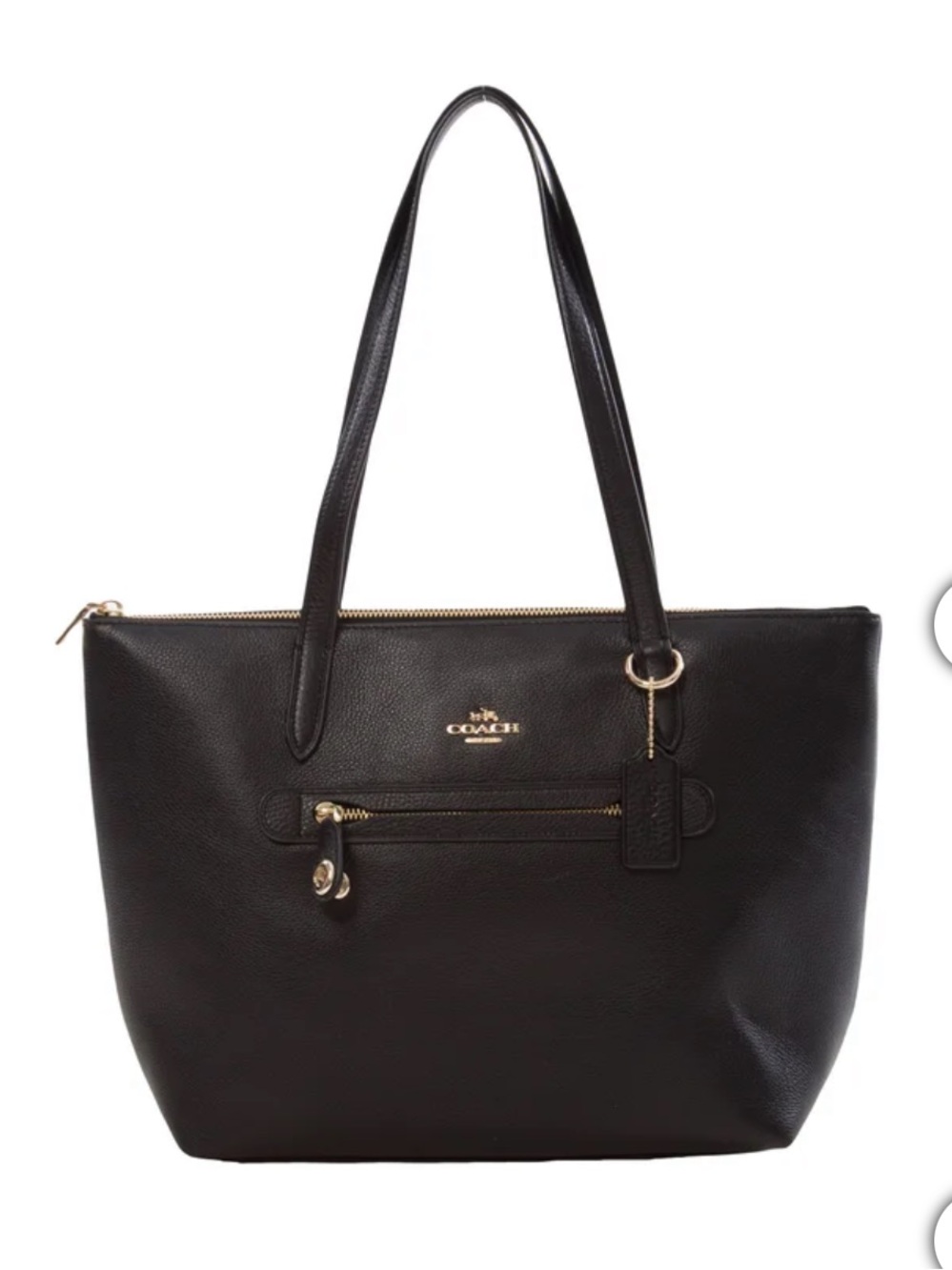 Coach Black Pebble Leather Taylor Tote with Gold Accents